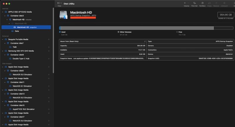 Image: Screen shot of Disk Utility showing File System.